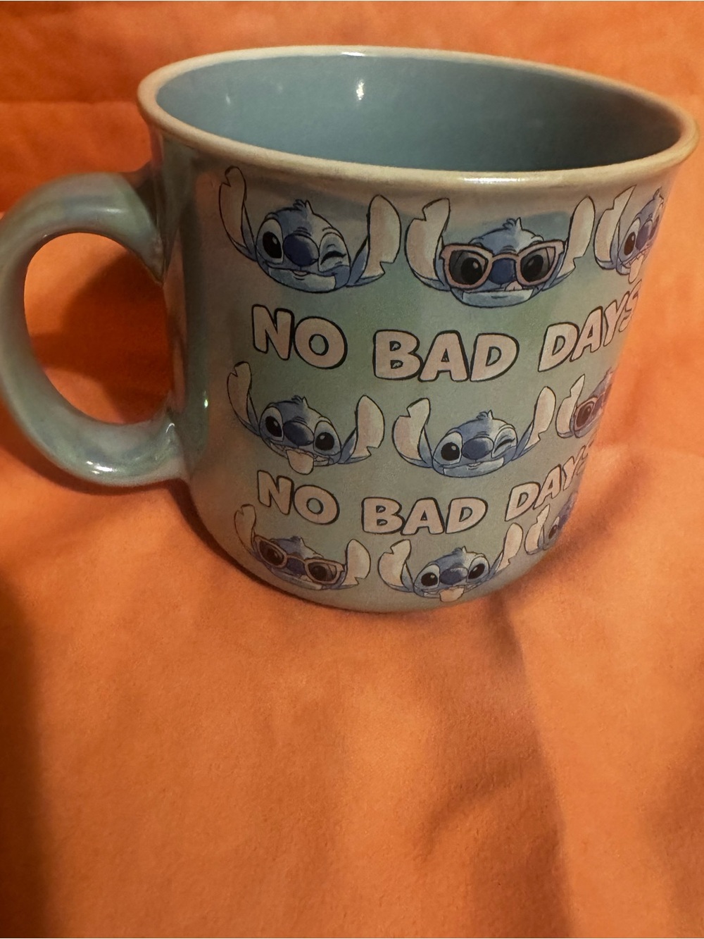 Disney Stitch Light Blue Ceramic Mug with "No Bad Days" Print